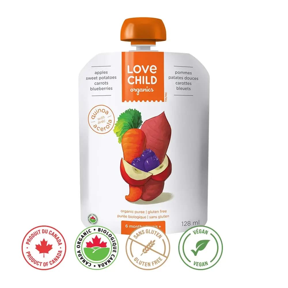 Organic Apple Sweet Potato Carrot Blueberries Puree