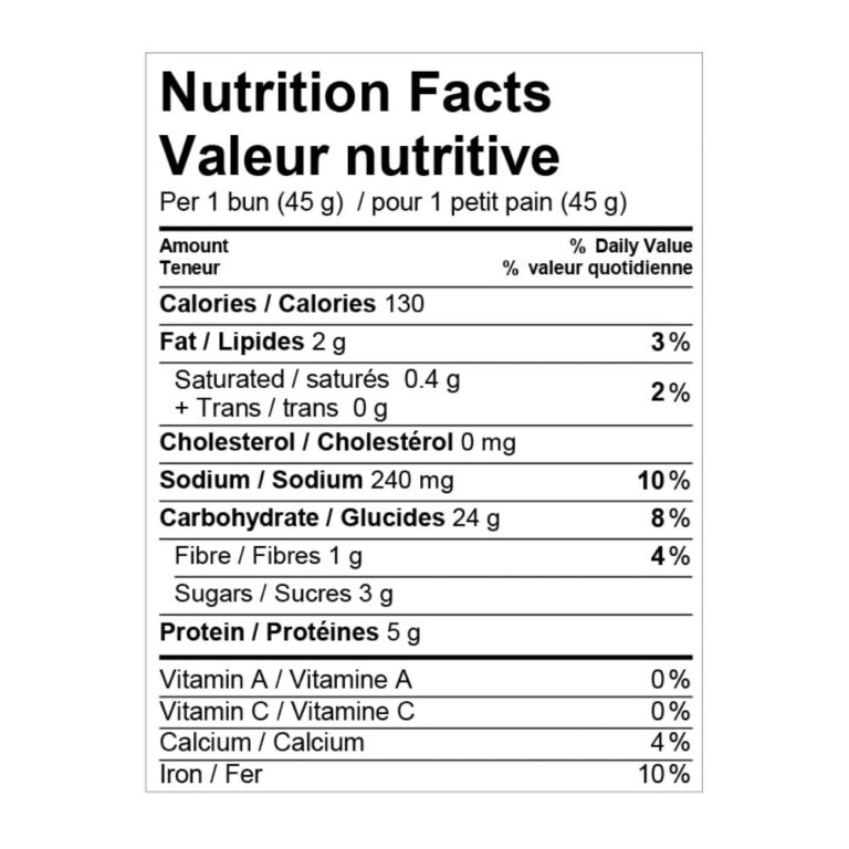 Hamburger Buns - Gadoua (12 pk) - Nutrition Facts