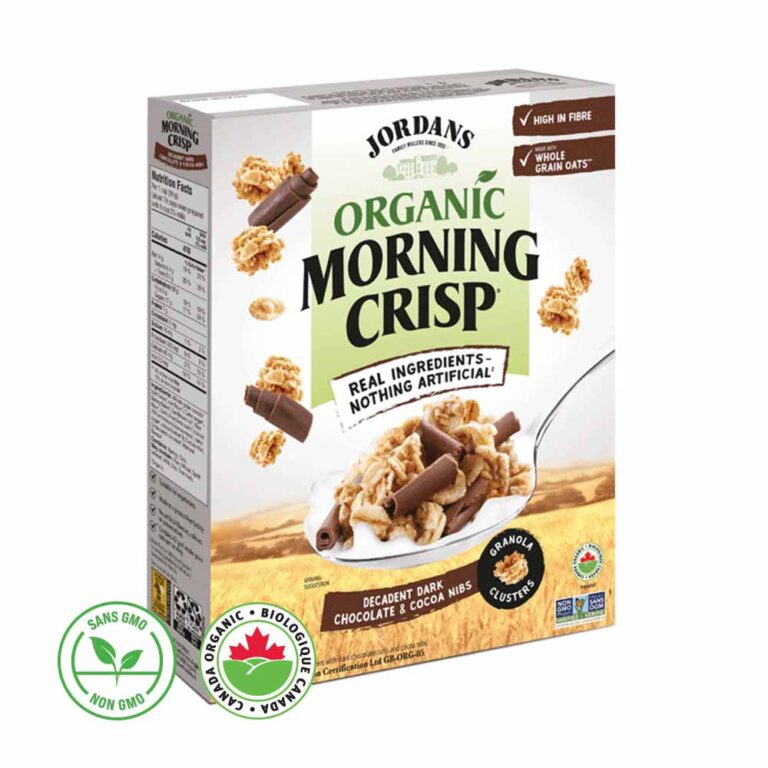 Dark Chocolate & Cacao Nibs Organic Morning Crisp Cereal - Jordans (450 g)